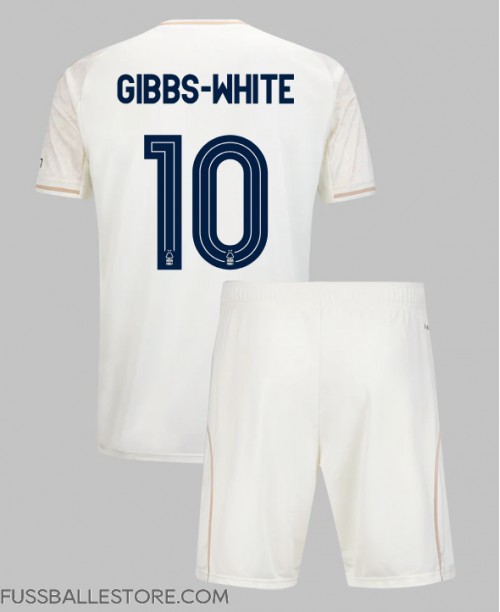 Günstige Nottingham Forest Morgan Gibbs-White #10 Auswärts Trikotsatzt Kinder 2025-26 Kurzarm (+ Kurze Hosen)